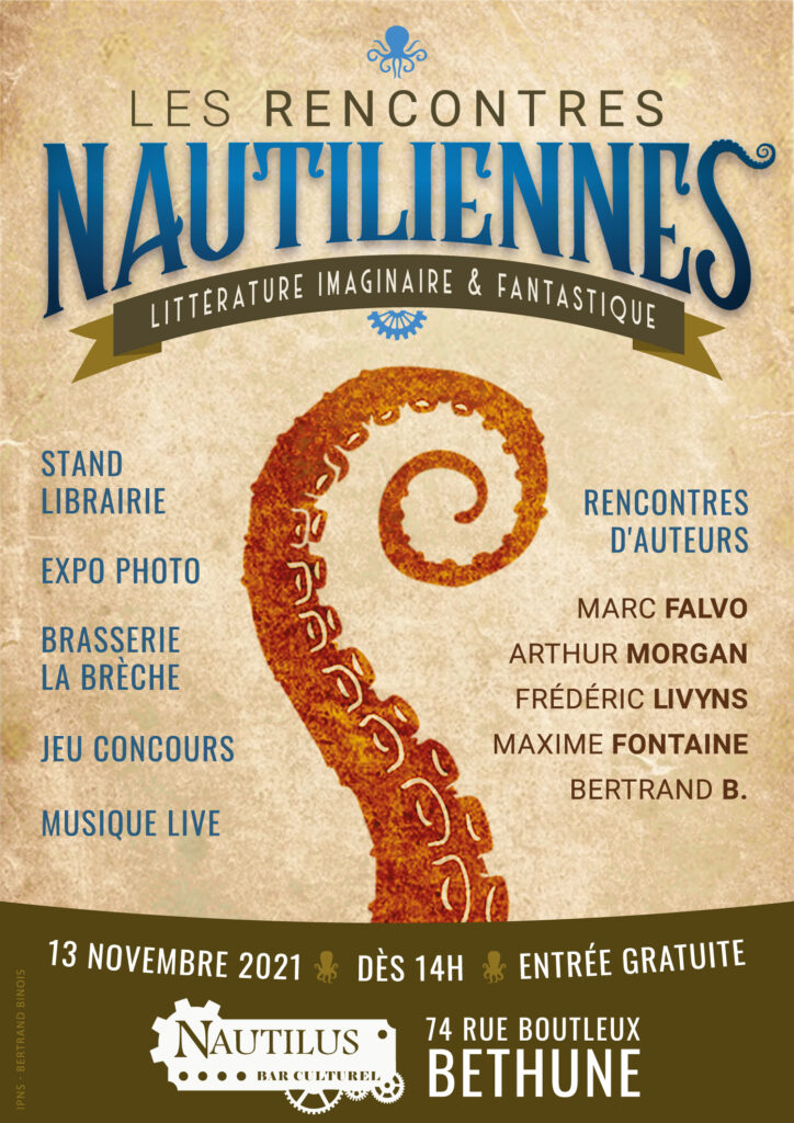 Les Rencontres Nautiliennes, Littérature Imaginaire & fantastique. 13 novembre 2021, bar le Nautilus, Béthune